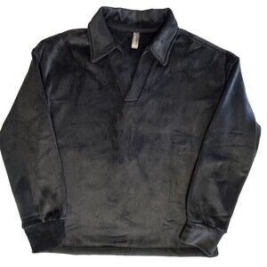 Mondetta Womens Size XX-Large Black Corduroy Long Sleeve Fleece Pullover Shirt